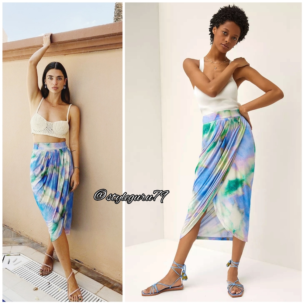 Anthropologie, Delphina Ruched Midi Skirt